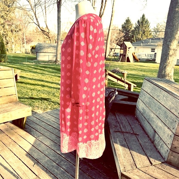 H&M L.O.G.G. Vintage Red Boho Slip Dress Sz.8 or M - Picture 9 of 13